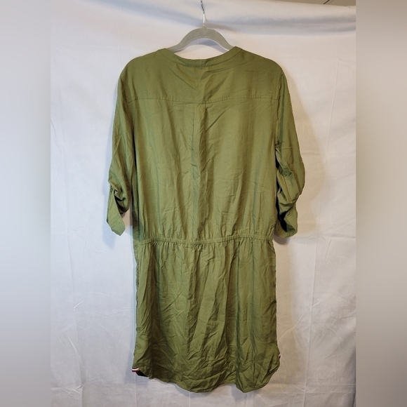 TOMMY Hilfiger Olive Green Convertible Sleeve Shirt Dress NWT - Picture 2 of 8
